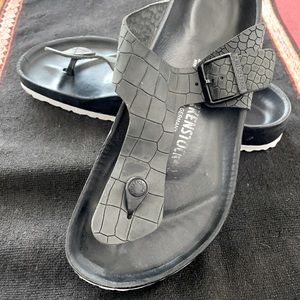 Birkenstock black embossed alligator